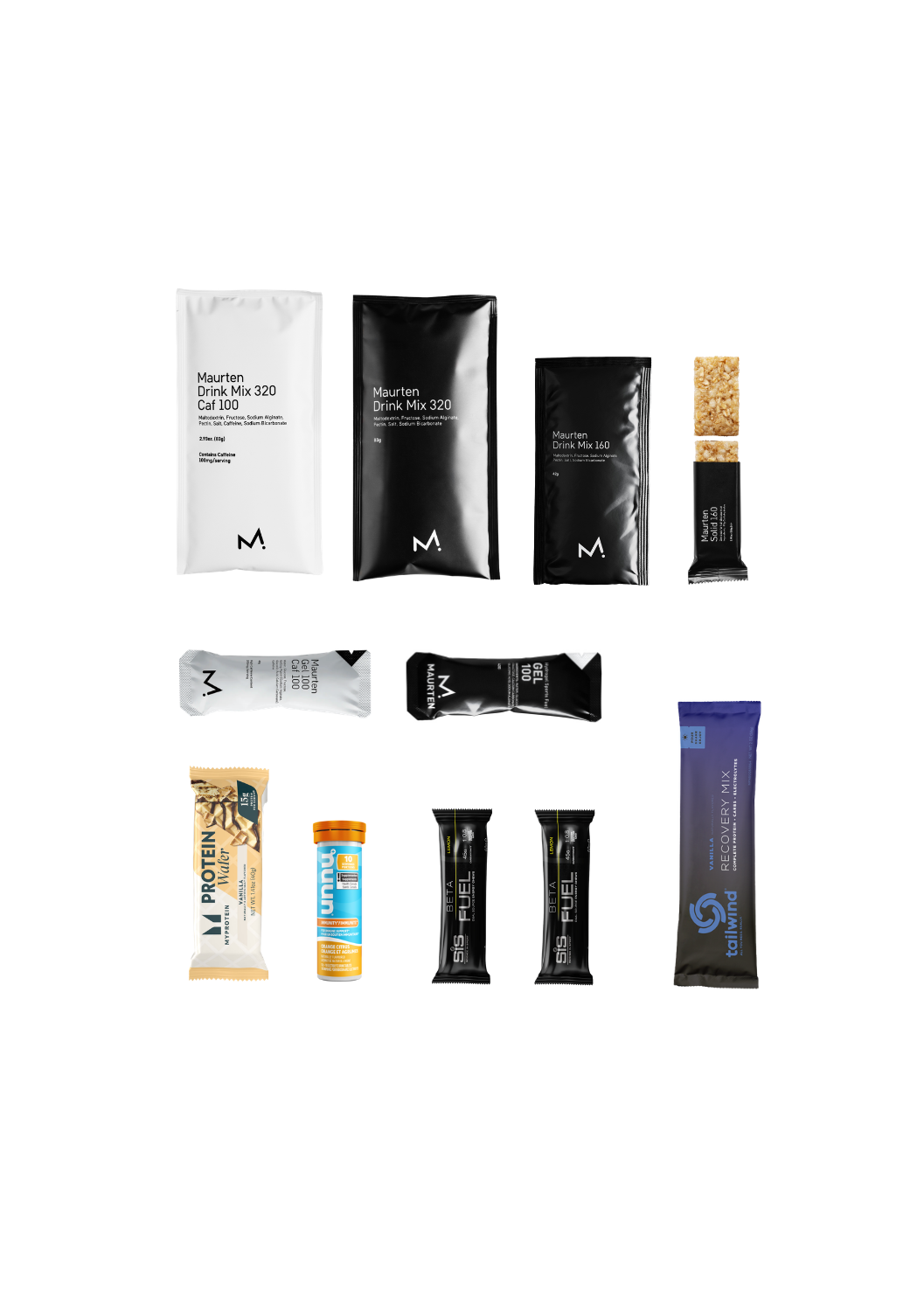 Fuel Kit for Hybrid or HYROX racing including various sports nutrition products