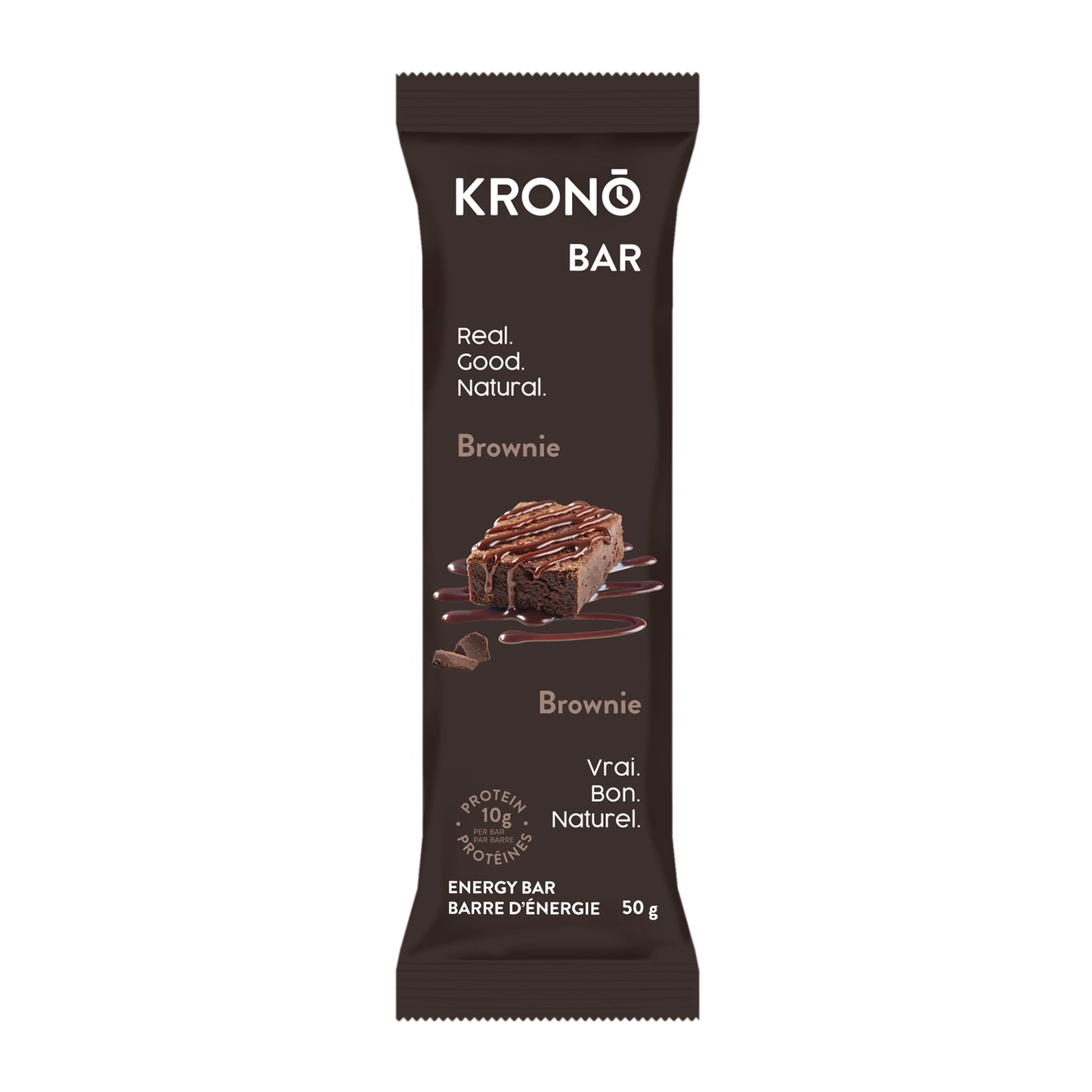 Picture of Brownie Krono Bar on a white background.