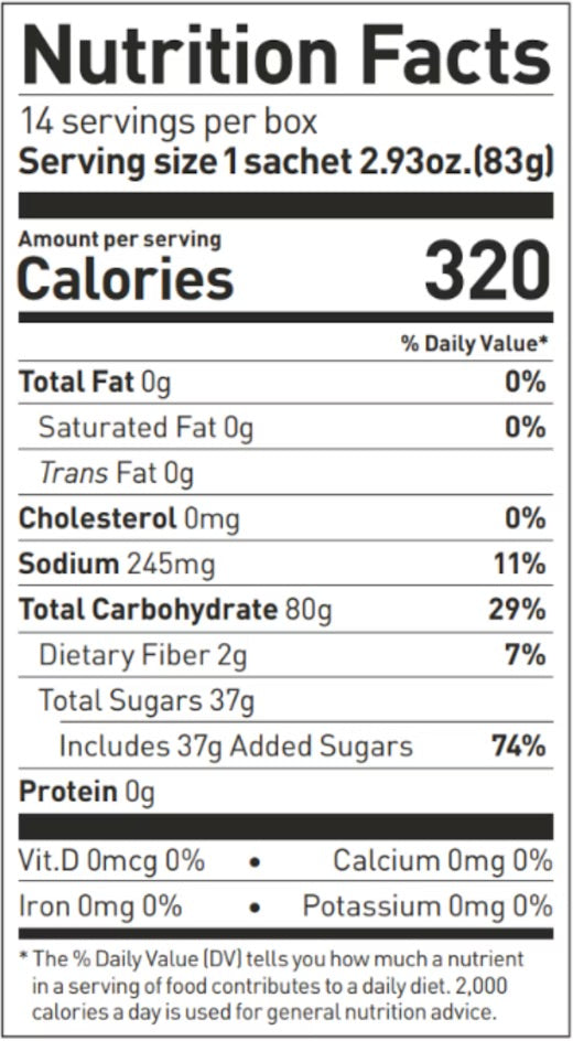 Maurten 320 Drink Mix nutrition facts