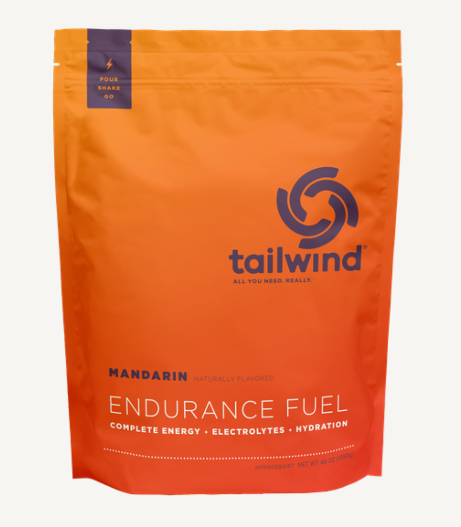 Tailwind Endurance Fuel 30 Serving Pouch of Mandarin flavor on a white background