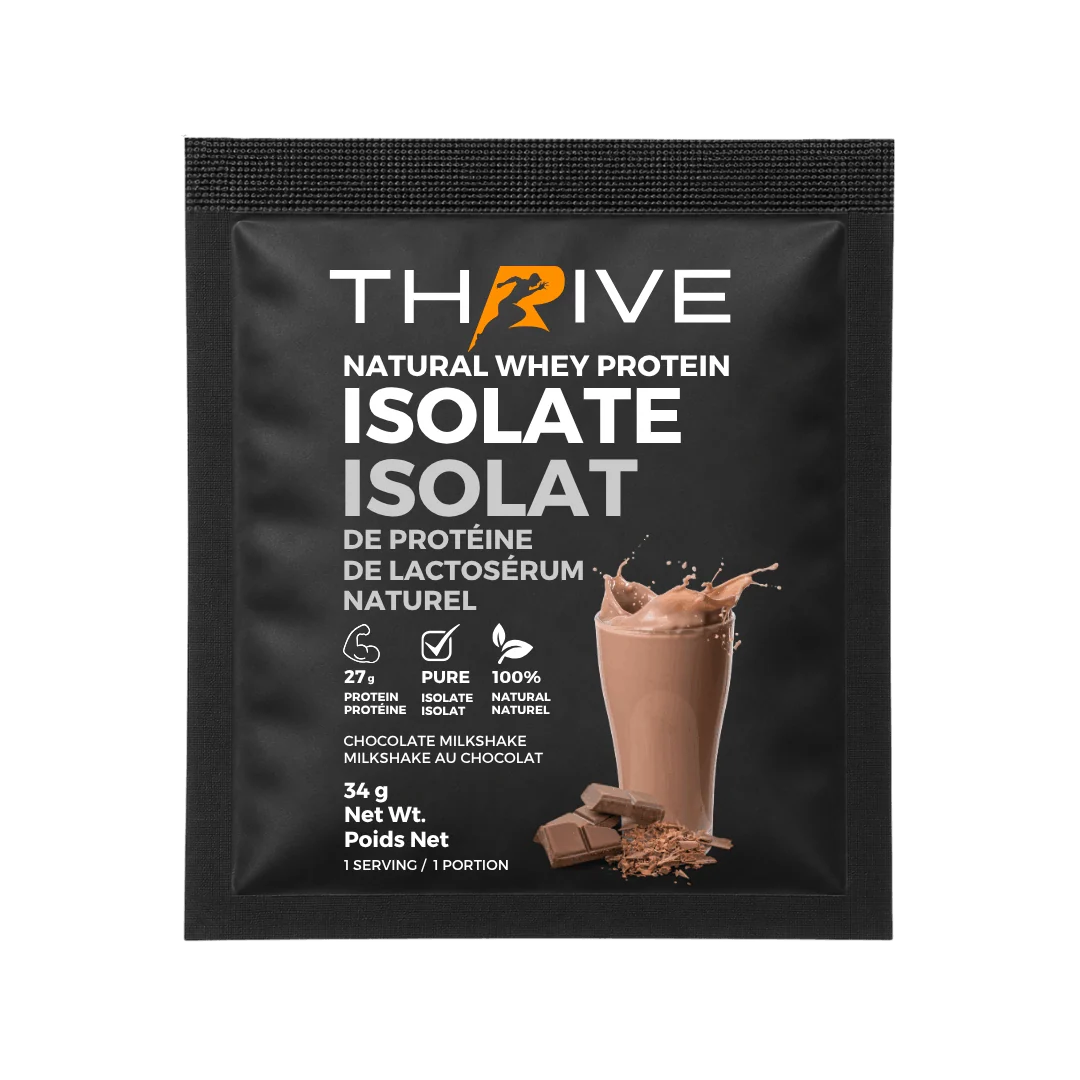 Packet of Chocolate Thrive Whey Protein Isolate Sample | Fuel Kit