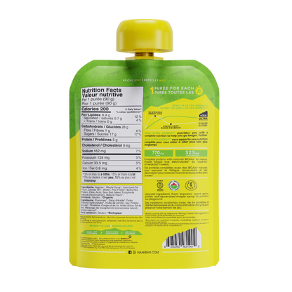 Back of Näak Ultra Energy Pureé packaging available at Fuel Kit