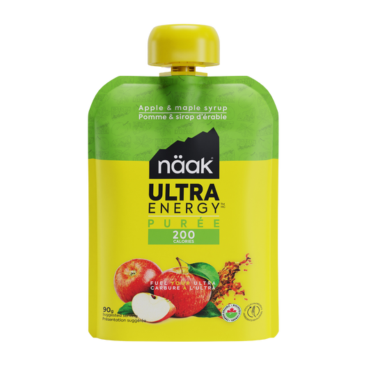 Näak Ultra Energy Pureé packaging with apples on a white background available at Fuel Kit