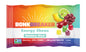 A packet of Bonk Breaker Energy Chews with Rainbow Blast flavor, highlighting gluten-free, 100% vitamin C, and 130 mg electrolytes on the package.