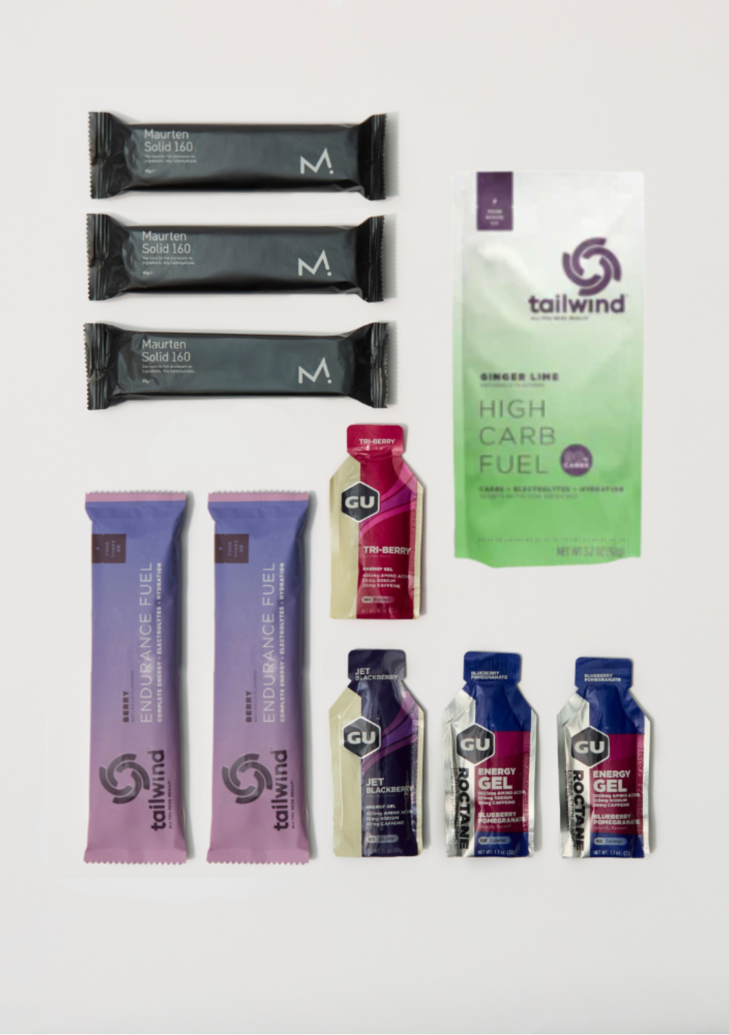 Century ride or charity ride nutrition kit with Maurten, Tailwind and Gu products