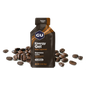 A packet of GU Energy Gel with the flavour Espresso Love  highlighted, containing 40 mg Caffeine, with images of coffee beans in the background.