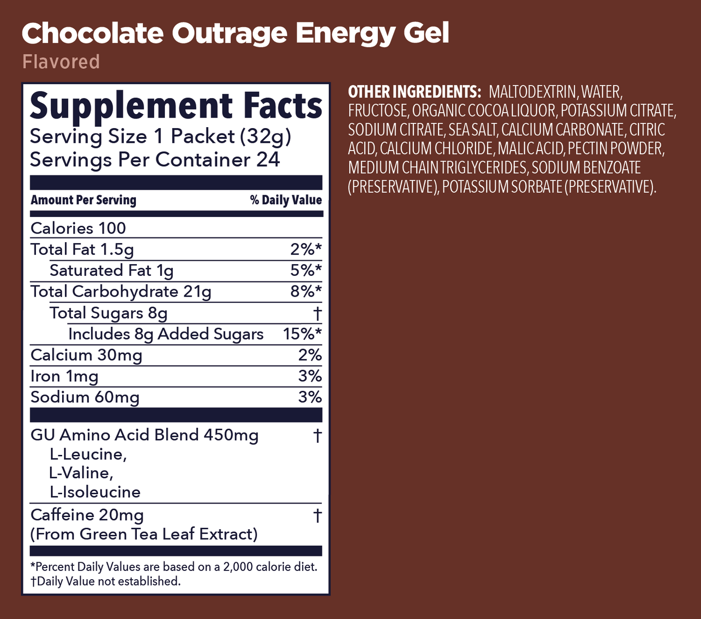 GU Energy Gel: Chocolate Outrage- 20 mg Caffeine