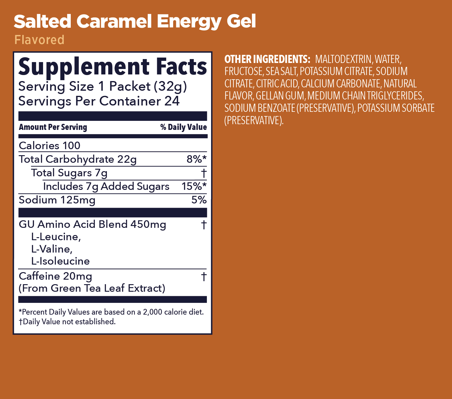 Salted Caramel Gu Energy gel nutrition facts