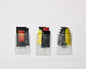 Three fuel kit packages on a white background