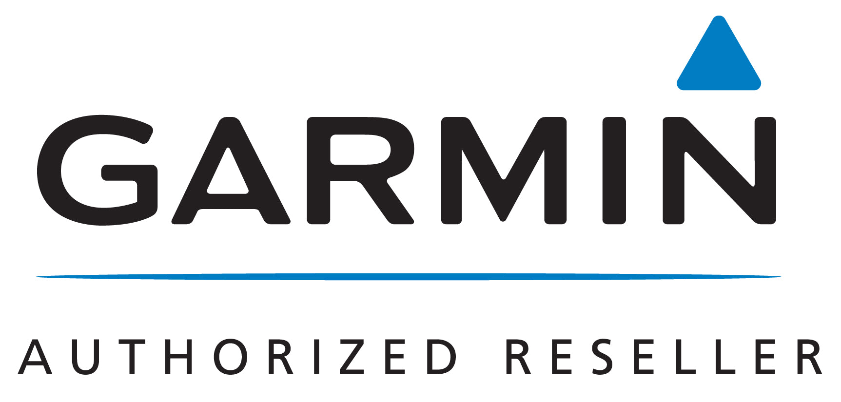Garmin authorized reseller logo with blue triangle