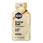 GU Energy Gel package with vanilla bean flavor on a white background