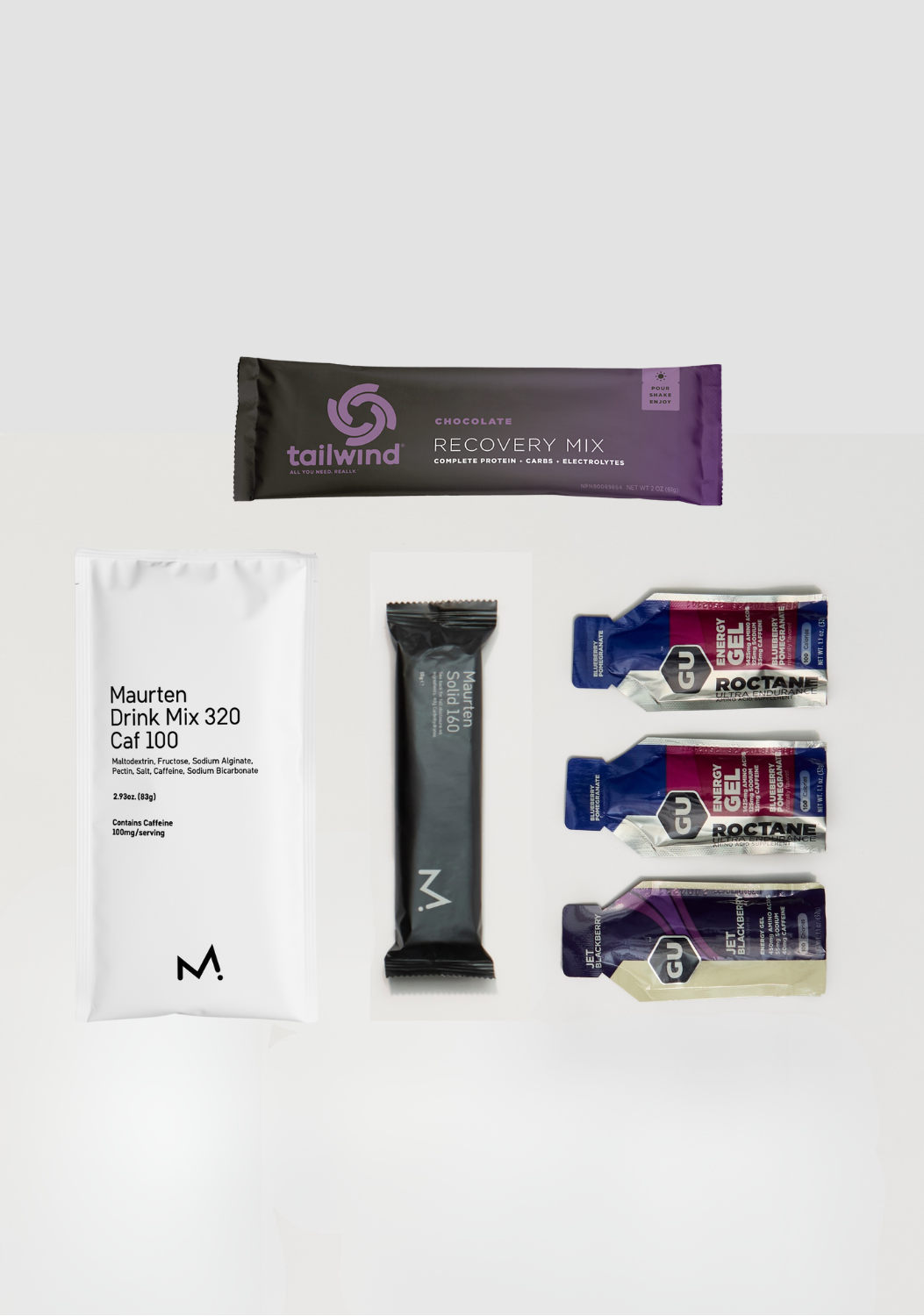 HYROX high caf nutrition kit including Maurten, Tailwind and GU products.