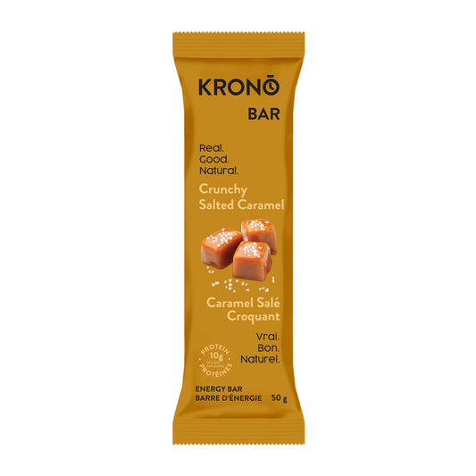 Picture of salted caramel Krono Bar on a white background