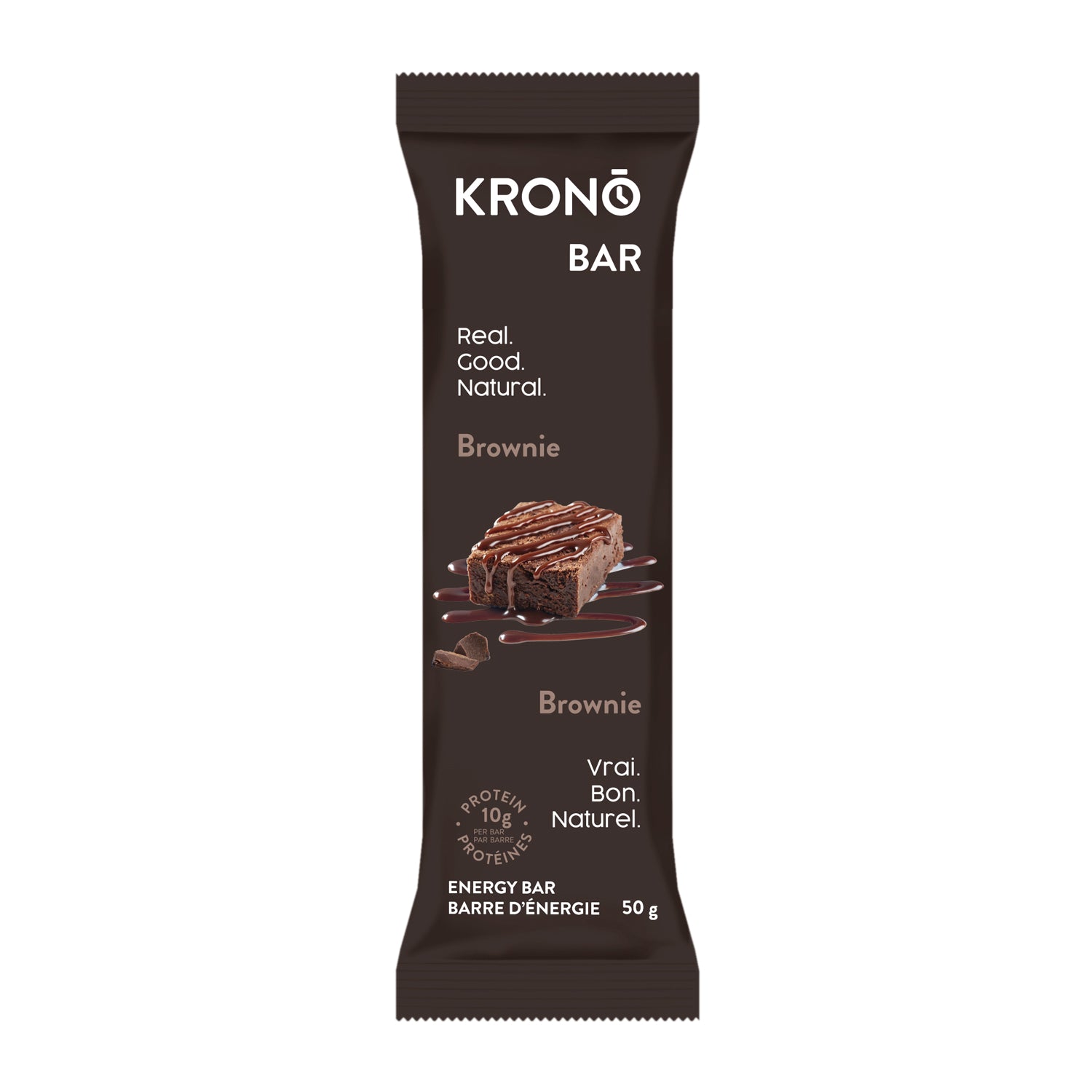 Picture of Brownie Krono Bar on a white background.
