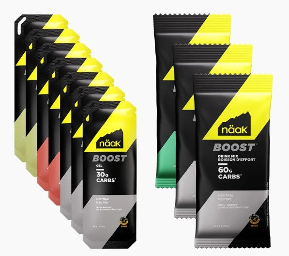 Naak gels and drinks that are included in the marathon pack | Fuel Kit