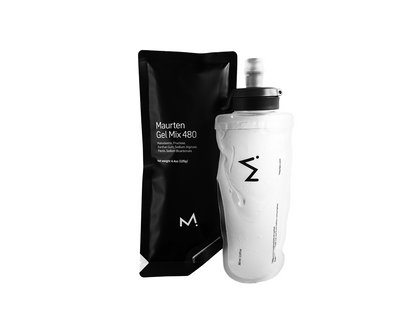 Maurten Gel Mix 480 packet with Maurten Gel Flask available at Fuel it