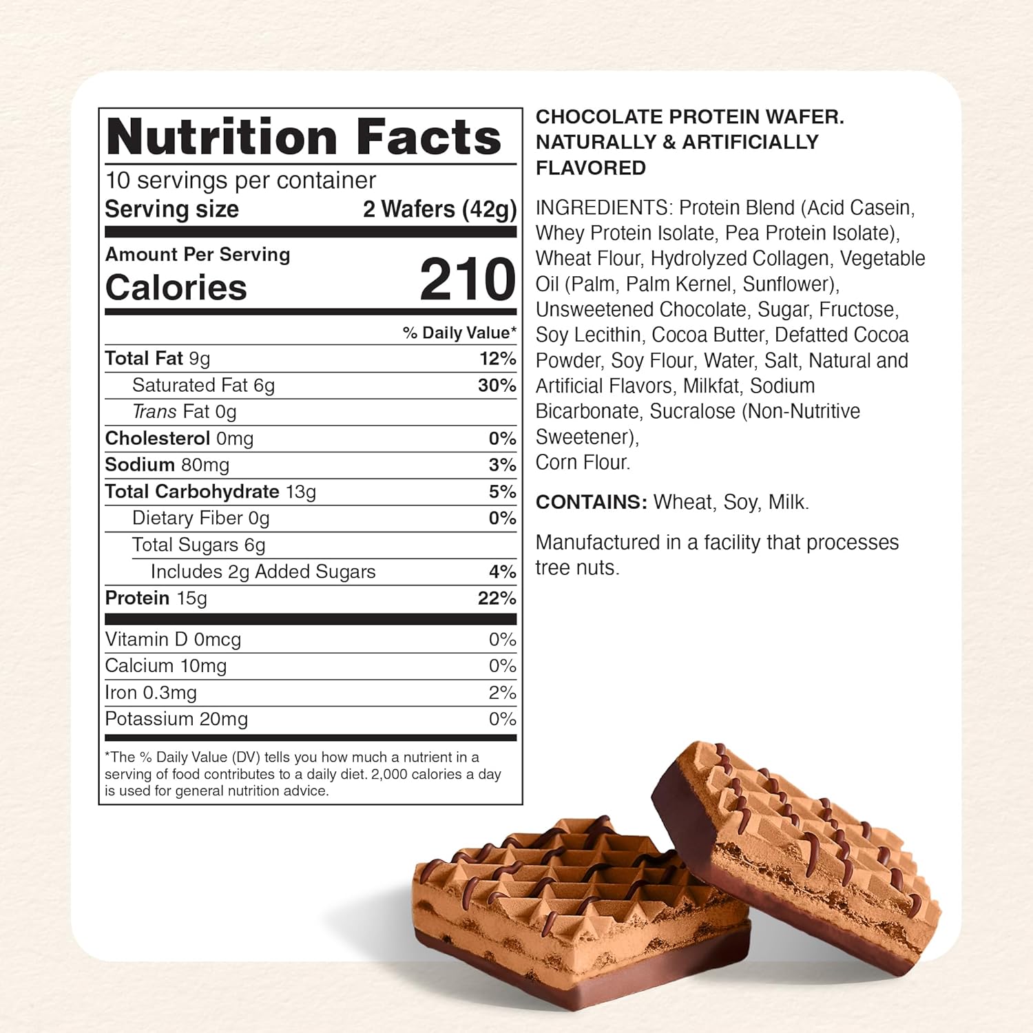 Nutrition Facts for MyProtein Protein Wafer bar in Chocolate available at Fuel Kit