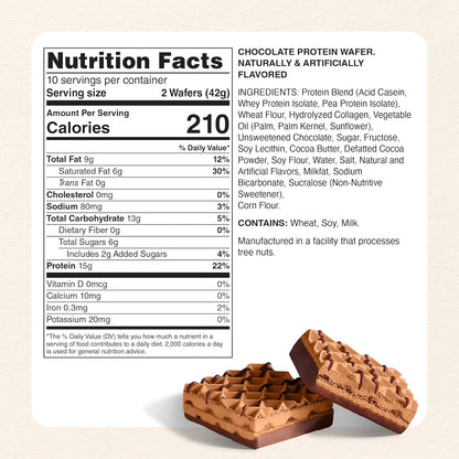 Nutrition Facts for MyProtein Protein Wafer bar in Chocolate available at Fuel Kit