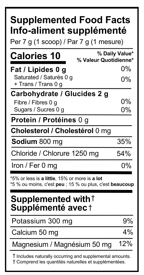 Nutrition facts for Thrive Hydrate electrolyte mix | Fuel Kit