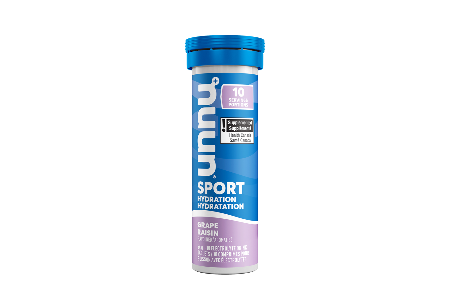 Nuun Grape Supplement supplement container  branding on a white background