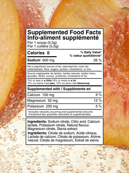 Olway Hydration Electrolyte Mix Supplemented Food Facts for Peach Flavour | Fuel Kit
