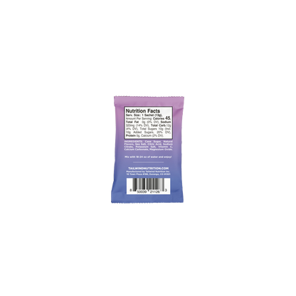 Nutrition facts panel of Berry Tailwind Rapid Hydration, showing serving size, calories, and ingredients.