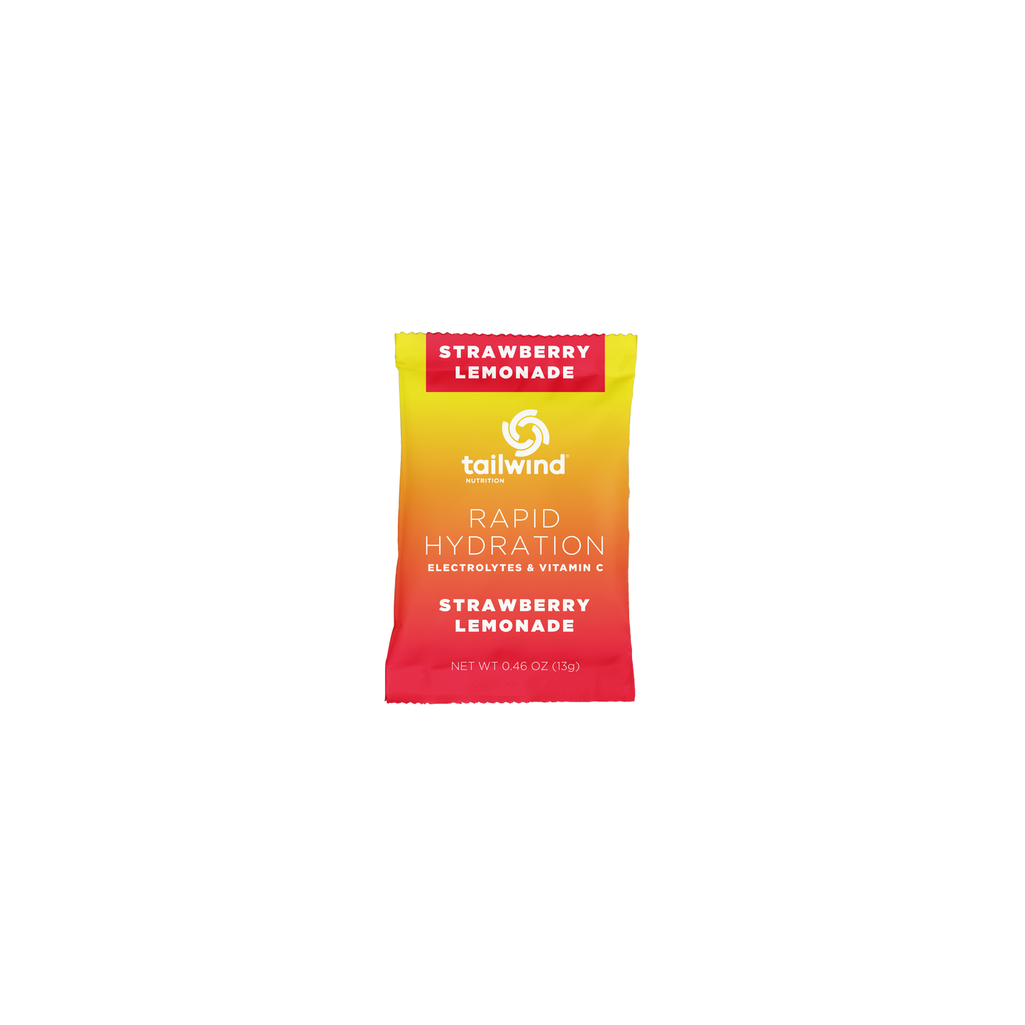 Strawberry Lemonade-flavored Tailwind Rapid Hydration individual packet on a white background