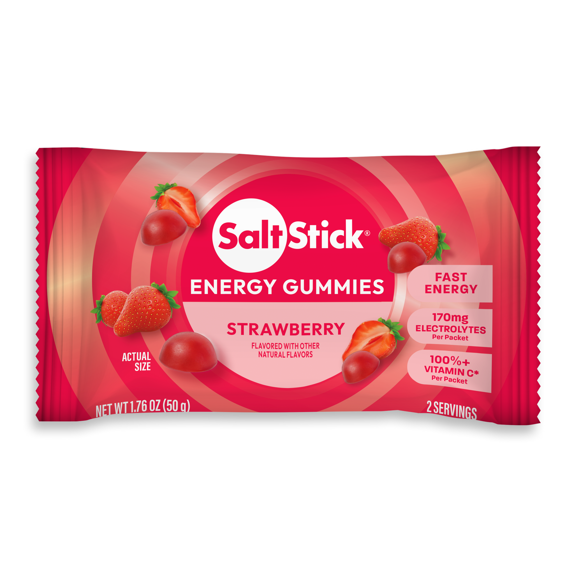 SaltStick Strawberry Energy Gummies package available at Fuel Kit