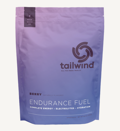 Tailwind Endurance Fuel 30 Serving Pouch of Berry flavor on a white background
