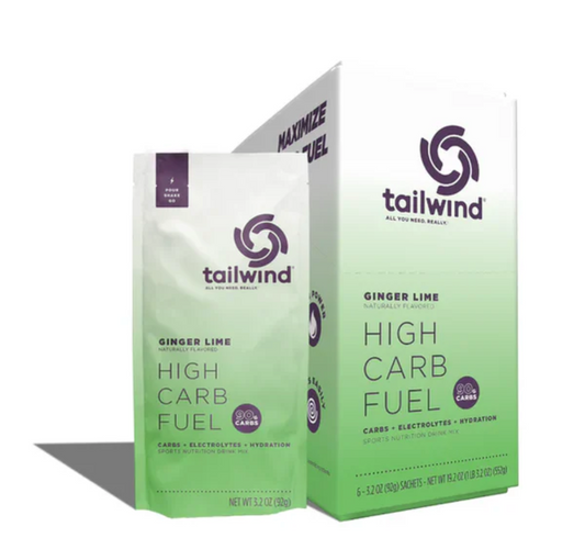 Tailwind High Carb Fuel packaging for ginger lime flavor on a white background