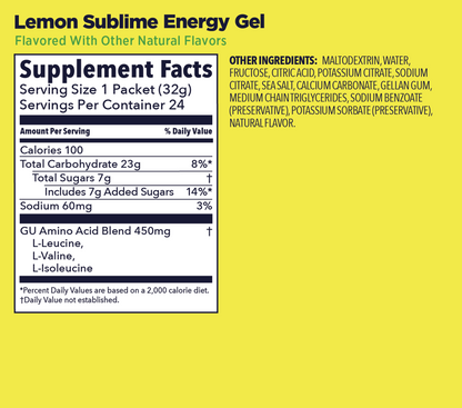 GU Energy Gel: Lemon Sublime- Caffeine-Free