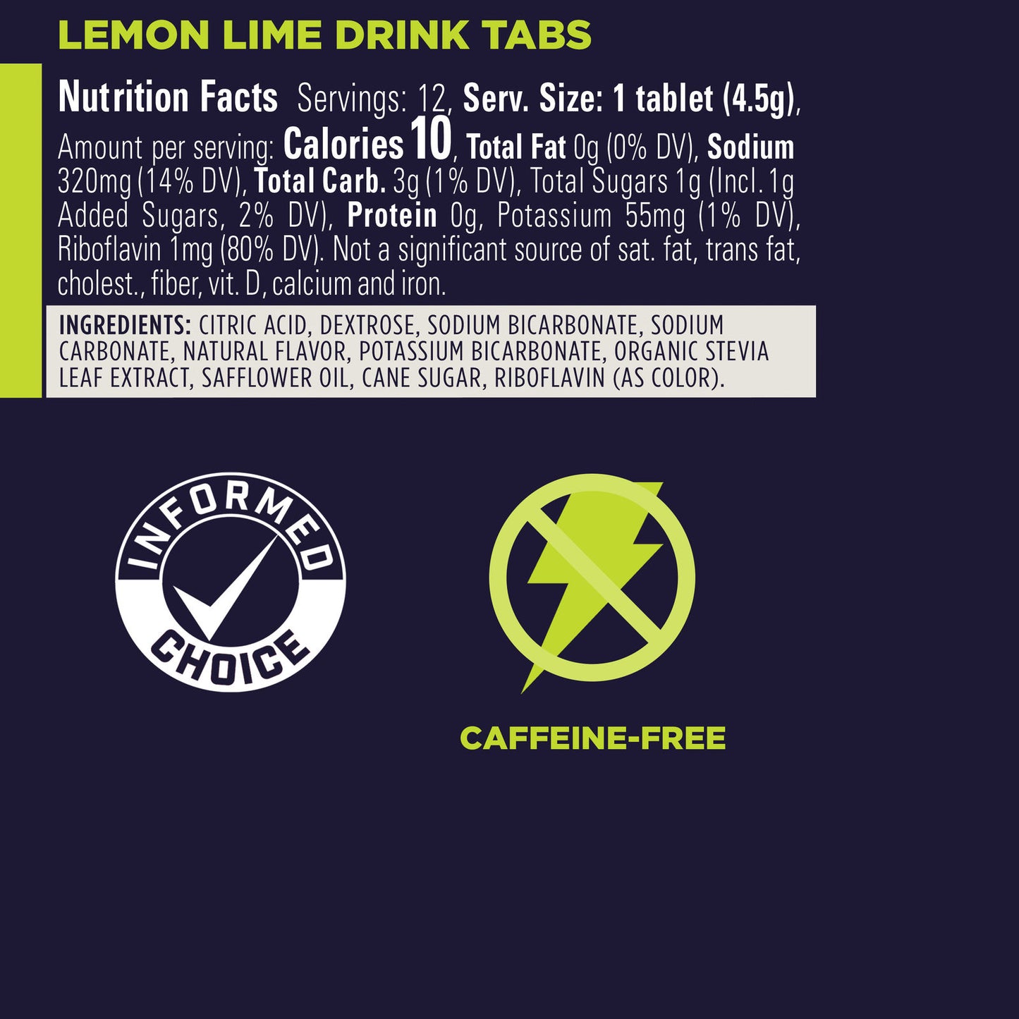 Lemon Lime Gu Drink Tab Nutrition Facts