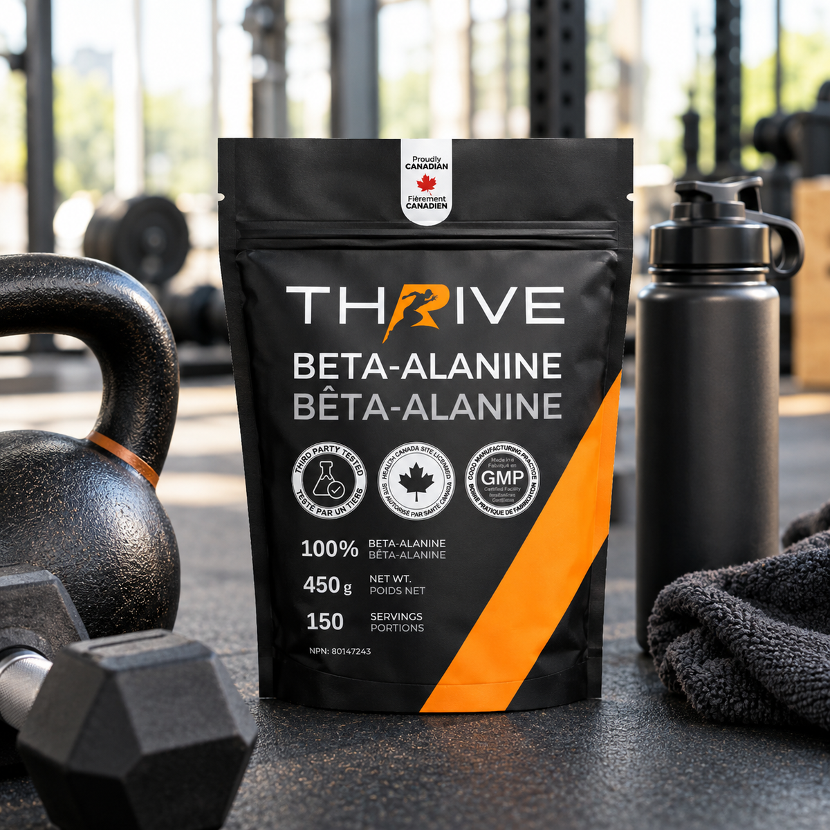 Packet of Thrive Beta Alanine in a gym | Fuel Kit