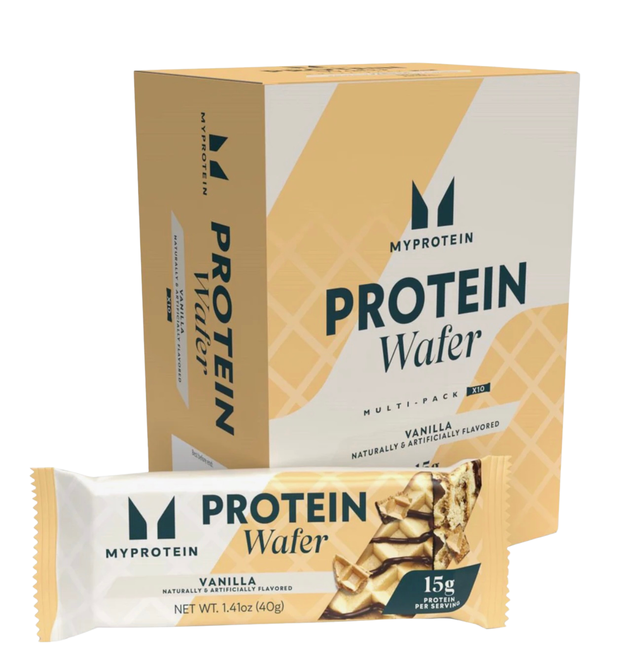 MyProtein Vanilla Protein Wafer box on a white background available at Fuel Kit