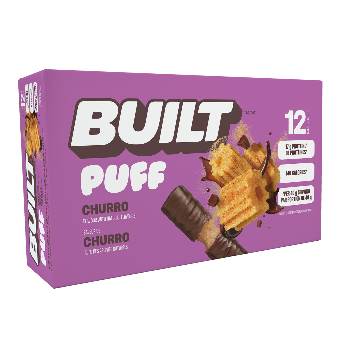Built Bar Puff Churro box of 12 | available at Fuel Kit